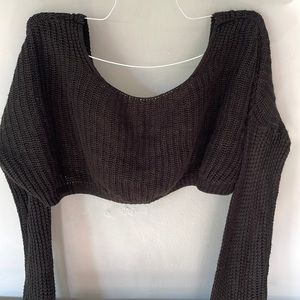 Long Sleeve Black Crop Top Blouse Size Small
